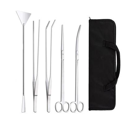 China Stocked Stainless Steel Aquarium Aquascaping Tool Kit Aquatic Plant Tweezers Scissor Spatula Tool Aquarium Scrapers for sale