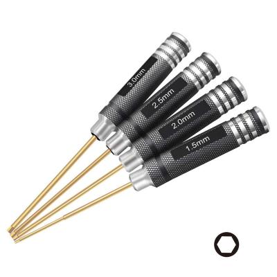 China High Hardness 4pcs Hex Screwdriver Set Titanium Hexagon Screwdriver Wrench Tool Kit For Drone RC Quadcopter Helicopter for sale