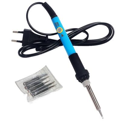 China EU Plug Adjustable Temperature Electronic Soldering Iron 220V 60W With Five Soldering Tips Te koop