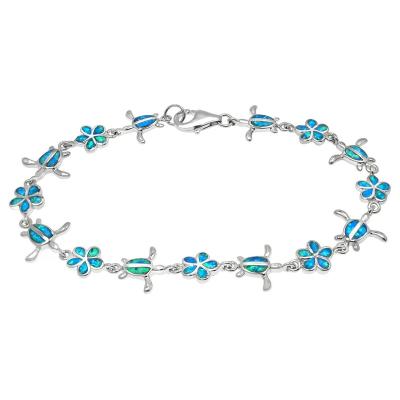 China Trendy Trendy Fire Opal Hawaii Summer Beach Jewelry Sea Turtle Flower Bracelet for sale