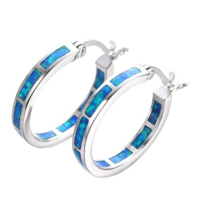 China Fashionable Multi Color Punk Blue White Orange Green Opal Lady Hoop Earring Jewelry For 20 Mm Fire for sale