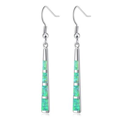 China Trendy Trendy Kiwi Green Opal Drop Earrings Silver/Gold Plated Baseball Bat Dangle Bar Opal Jewelry For Women for sale