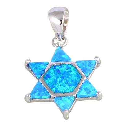 China Red Pink White Blue Opal Star Of David Jewish Necklace Pendant New TRENDY Judaism Religious Jewelry For Women Men for sale