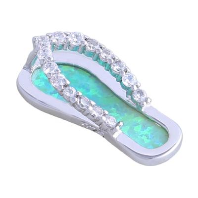 China Manufacturer Wholesale Beach Theme Fire Opal Flip Flop Charm Pendant Necklace Summer Fashion Jewelry for sale