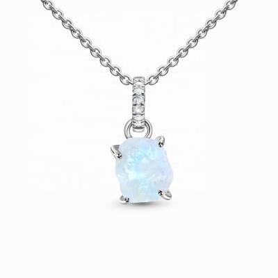 China Trendy Trendy 925 Sterling Silver Irregular Natural Moonstone Bride Wedding Pendant Necklace for sale