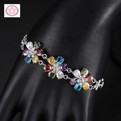 China CLASSIC Fast Shipping Customize Flower Shape Zircon Wrist Tennis Bracelets for sale