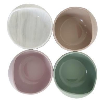 China 100% Colorful Eco-Friendly Eco-Friendly Microwavable Decorative Marble Silicone Weaning Baby Feeding Bowls Cute Suction Silicone Baby Bowls for sale