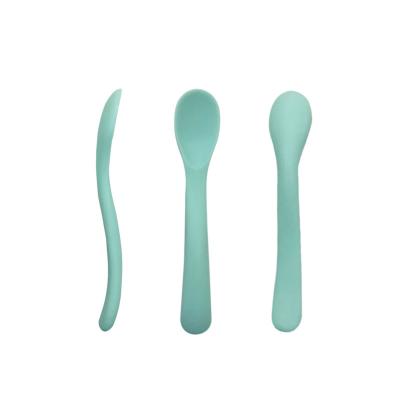 China Heat Resistant Simple Solid Color Pre Feeding Kids Infant Weaning Dessert Yogurt Small Cute Edible Eco Friendly Soup Silicone Spoon Baby Spoons for sale