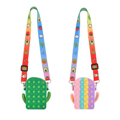 China Cute mini lady popit lady cute mini popit dimple cactus push noise bubble shoulder bag silicone messenger push popper snap bags for sale