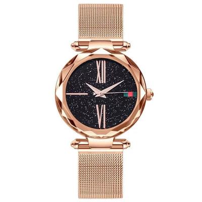 China Mesh Belt Buckle Magnet Alloy Sky Fashion Date Analog Watch Casual Quartz Automatic Starry Shiny Point Quartz Watch For 2019 Ladies Gift for sale