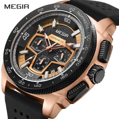 China Automatic Date MMEGIR 2056 Quartz Wristwatches Analog Silicone Strap Waterproof Military Sports Watches Synchronize Relogio Masculino for sale