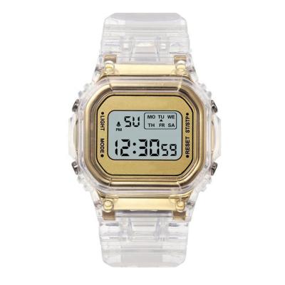 China Day/date Manufacturers Direct Selling LED Electronic Watch Hot Selling Small Square Digital Transparent Luminous Watch for sale