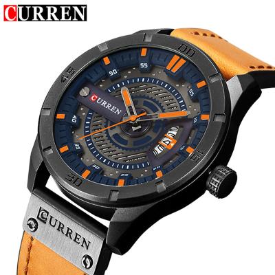 China CURREN 8301 Automatic Date Top Mens Watches Luxury Mens Watch Date Display Leather Band Japan Quartz Relogio Masculino Wristwatches for sale