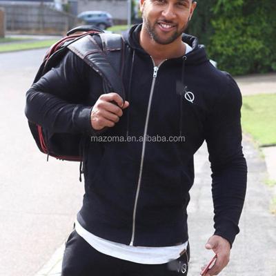 China Casual Bodybuilding Men's Long Sleeve Zipper-Up Gym Breathable Hoodies for sale