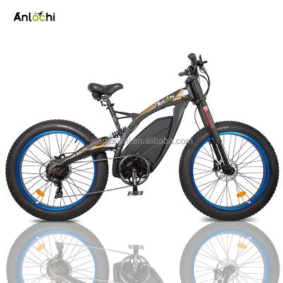 China Fast Speed ​​45km/h 48V 1000W Powerful Beach Bike Aluminum Alloy ANLOCHI Fat Tire eBike Electric Bicycle for Adult for sale