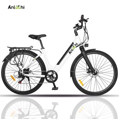 China 2021 Cheap hub motor aluminum alloy ANLOCHI bycycles factory electric city bike 700C 36V 250W for men for sale