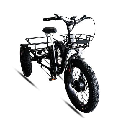 China ANLOCHI Aluminum Alloy Electric Wholesale Tricycle 24 Inch Fat Tire Tricycle 750w Rear Basket Electric Cargo Ebikes for sale