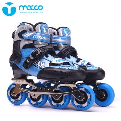 China Outdoor Activities Artistic Macco Kids Inline Skates Shoes Skates Rockered Frame 4 PU 85A Wheel Training For Teens PILOT Blue for sale