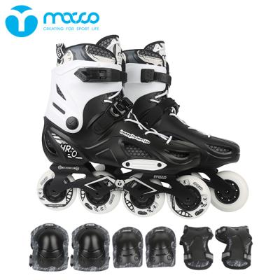 China Aluminum Alloy Integrated Bracket CNC Skate Boots PVC Macco Figure Roller Adult Street Sports Suit HR0 Black And White for sale