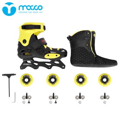 China PVC MACCO Professional Adult Four Wheel Casual Roller Skates Eb-Black And Yellow Speed ​​Suit for sale