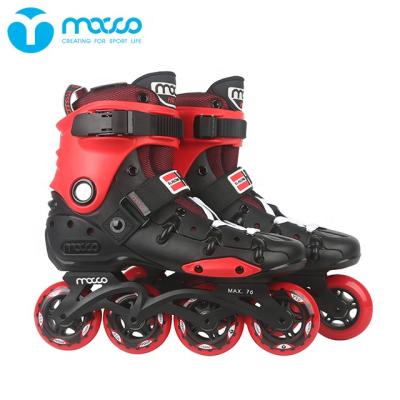 China Reasonable Price Macco PVC PP Adult Artistic Inline Roller Skates Plus Hard Fiber Shell HRX Black Red for sale