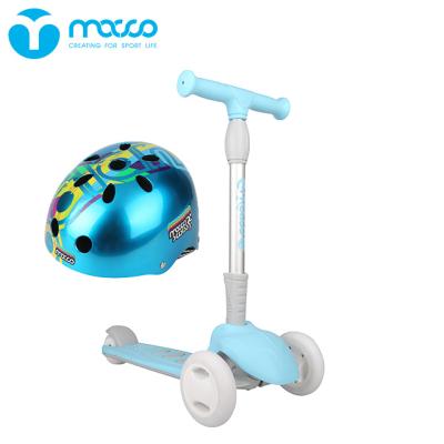 China Kid Children's Scooter 3 Wheel Pedal Bike Kids Outdoor Sports Toys Light Blue With K9 Helmet for sale