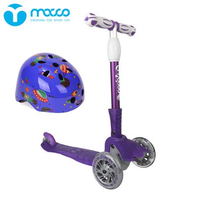 China Height Adjustable Children's Adjustable Handlebar Scooter PU Wheel Kids LED Purple With K9 Helmet for sale