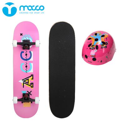 China Macco Youth Kick Skateboard Deck Adult Kids Double Block Beginners Skateboard Helmet Set BM6 K9 Pink for sale