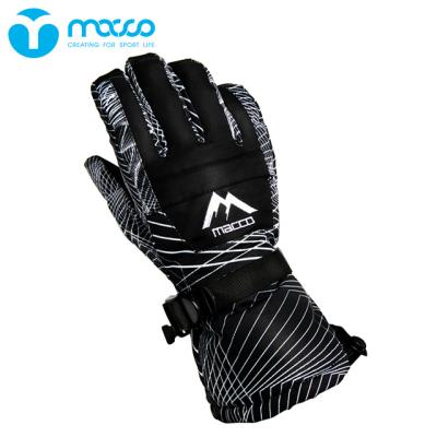 China Macco Waterproof Warm Touchable Professional Thickened Cotton Velvet Motorcycle Waterproof Warm Winter Gloves Five-Finger Plus Black for sale