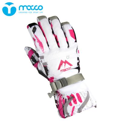 China Macco Waterproof Warm Touchable Professional Thickened Five-finger Cotton Velor Cotton Motorcycle Gloves Winter Waterproof Warm Touchable Pink Stripes for sale