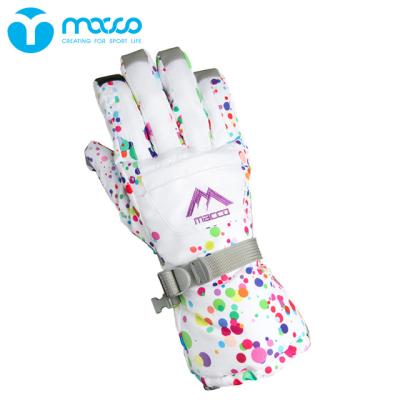 China Waterproof warm touchable macco thickened five-finger velvet winter gloves ski motorcycle wave white dot plus cotton waterproof warm touchable for sale