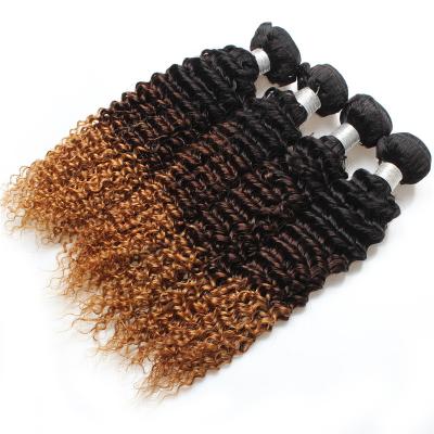 China No Shedding and Tangle.Soft 1B/4/27 Bundle Virgin Hair Extension Kinky Curly Hair Ombre Curly Hair Ombre Weave Hair for sale