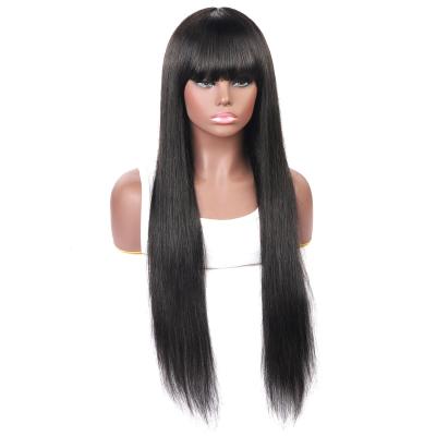 China 100% Pure Original Natural Remy Virgin Hair Machine Made Hair Wigs For Women Wholesale Brazilian Remy None Lace Wig Human Hair Black Baseball Wig for sale