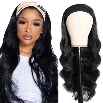 China Pure Original Natural Virgin Human Hair Raw Indian Cuticle Aligned Hair Wigs With Brazilianlian Body Wave Headband Attached Wig Vendor 30 40 Inch Headband Wig for sale