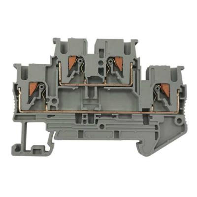 China PA66 PT 2.5 Din Rail Recess Connector Feed Through Spring Terminal Blocks for sale