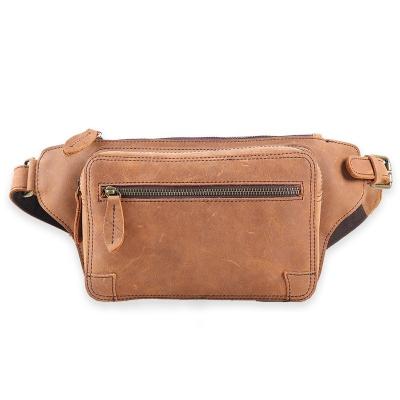 China Custom Vintage CHANGRONG Leather Sling Waist Bag For Enhancing Running Travel for sale