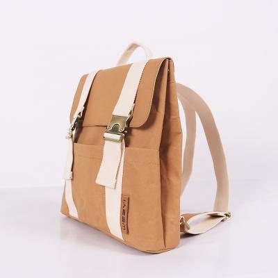 China Waterproof Custom Brown Waterproof Washable Kraft Paper Travel Backpack for sale