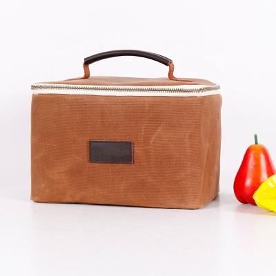 China OEM Manufacturer Vintage Waterproof Office Waxed Canvas Lunch Bag for sale