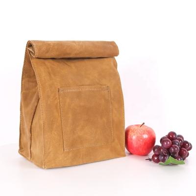 China Eco Friendly Waterproof Durable Large Size Yellow Waxed Canvas Lunch Bag for sale