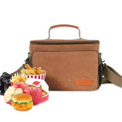 China Canvas Office Work School Camping Picnic Insulated Waterproof Promotional Waxed Custom Logo Cooler Bag for sale