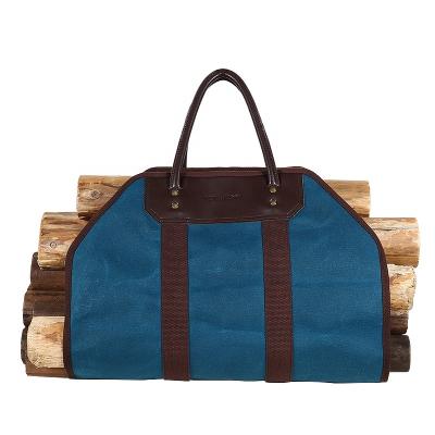 China CHANGRONG Custom Durable Indoor Outdoor Camping Tote Bag Waxed Canvas Firewood Log Carrier Wood Firewood Carrier Rack for sale