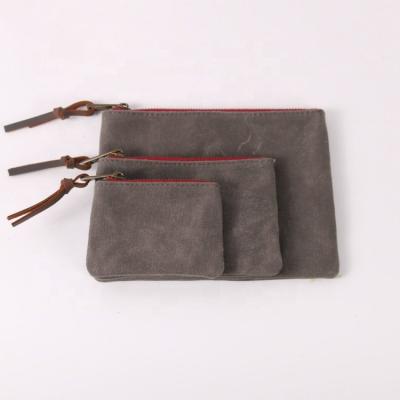 China Custom Waxed Water Resistant Canvas Small Zipper Pouch for sale