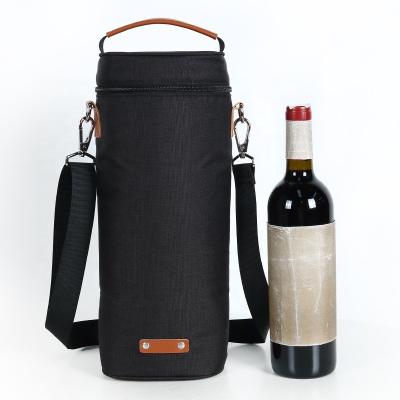 China CHANGRONG Custom Waterproof Black Waterproof Single Wine Bottle Bag With Handle for sale