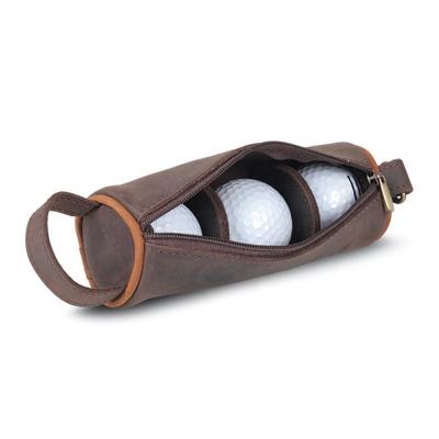 China CHANGRONG Unisex Custom Personalized Handcrafted Leather Zippered Golf Ball Pouch Bag for sale