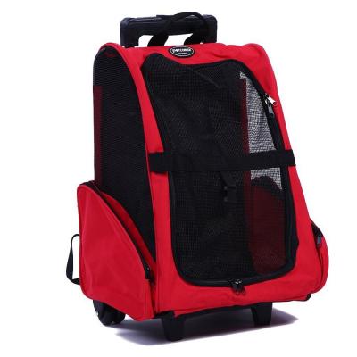 China Portable Premium Quality Travel Packing Rolling Wheel Luggage Bag Dogs Cats Pet Carrier Backpack for sale