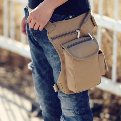 China Multifunctional Sports Men Canvas Motorcycle Leg Bag Military Tactical Running Waist Bag for sale