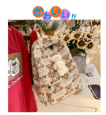 China 2022 Fashion Design Hot Bear Printing Cheap Laptop Backpack Bag With Customize Logo For Girls School Front Zipper Pocket for sale