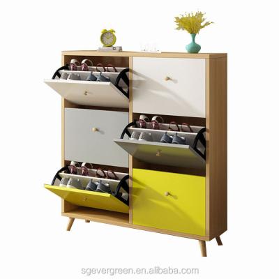 China (Other)Hot Selling Beautiful Colors Adjustable Modern Wooden Shoe Rack Storage Shoe Cabinet For Living Room Furniture for sale