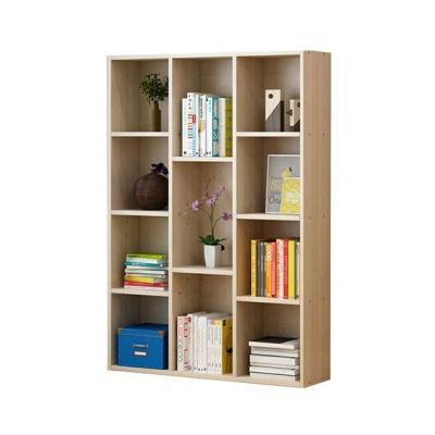 China New Design Factory Price Blue Modern Bookcase Easy Assembled Wooden Shelf for sale