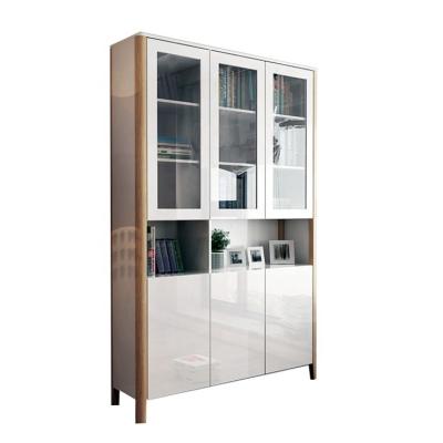 China Save Space White Modern European Style Bookcase With Glass Doors Pattern for sale